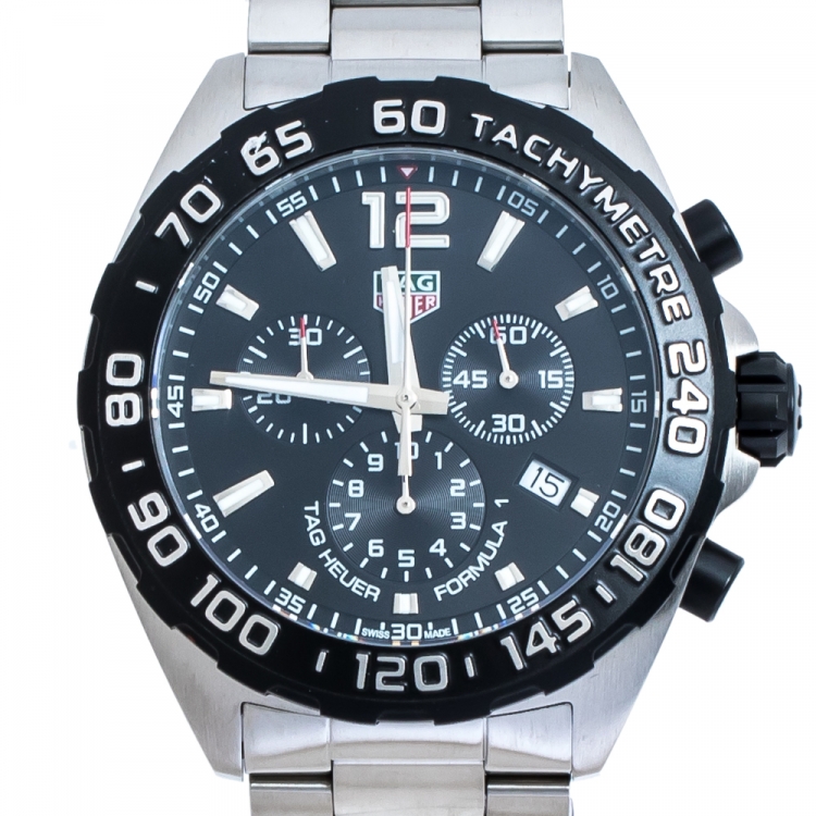 Pre Owned Tag Heuer Black Stainless Steel Formula 1 CAZ1010.BA0842 Chronograph Men's Wristwatch 43 mm