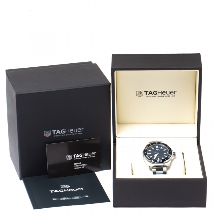 Pre Owned Tag Heuer Black Stainless Steel Aquaracer WAY101A.BA0746 Men's Wriswatch 43 mm