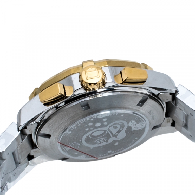 Pre Owned Tag Heuer Silver Two-Tone Stainless Steel Aquaracer Calibre 16 CAY2121.BB0923 Men's Wristwatch 43 mm