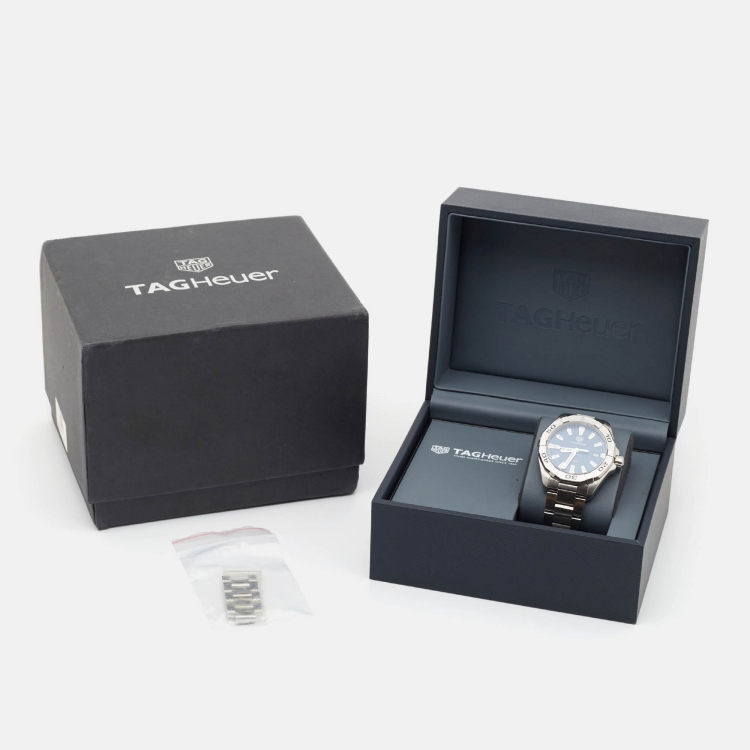 Pre Owned Tag Heuer Blue Stainless Steel Aquaracer WBD1112.BA0928 Men's Wristwatch 41 mm