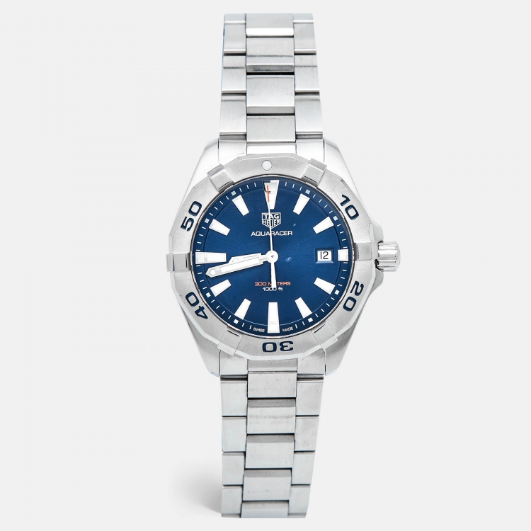 Pre Owned Tag Heuer Blue Stainless Steel Aquaracer WBD1112.BA0928 Men's Wristwatch 41 mm