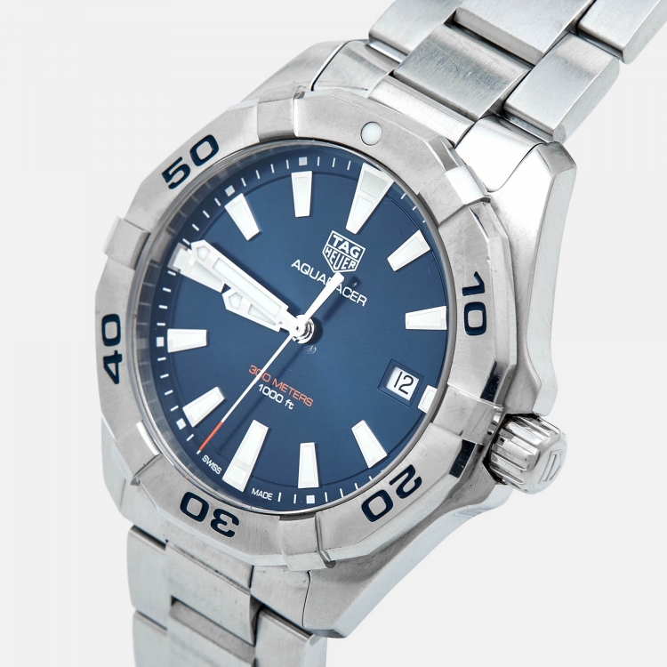 Pre Owned Tag Heuer Blue Stainless Steel Aquaracer WBD1112.BA0928 Men's Wristwatch 41 mm