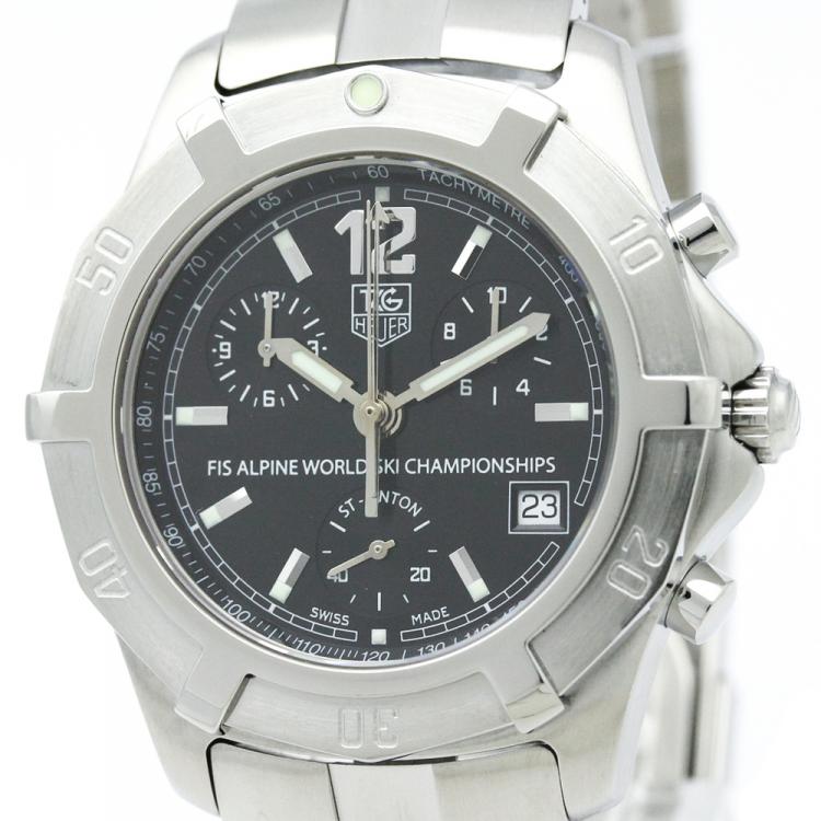 مملوكة مسبقًا Tag Heuer Black Stainless Steel Exclusive Men's Wristwatch 39MM