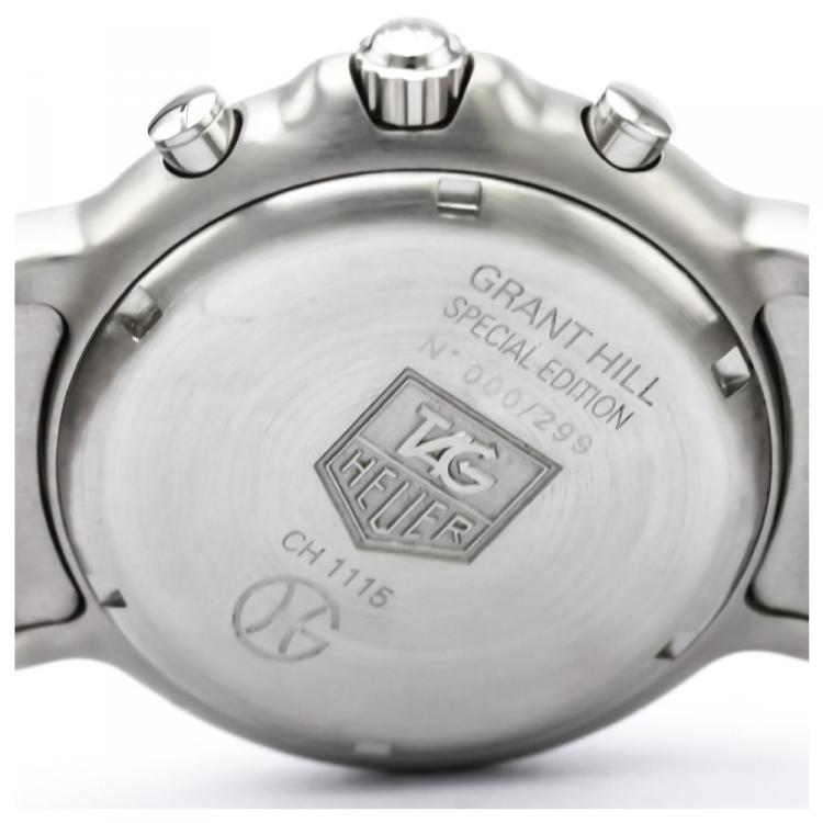 مملوكة مسبقًا Tag Heuer Black Stainless Steel 6000 Series Grant Hill Men's Wristwatch 40MM