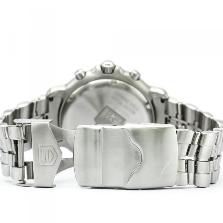 مملوكة مسبقًا Tag Heuer Black Stainless Steel 6000 Series Grant Hill Men's Wristwatch 40MM