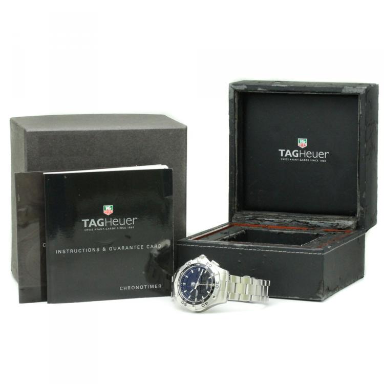 Pre Owned Tag Heuer Black Stainless Steel Aquaracer Men's Wristwatch 43MM