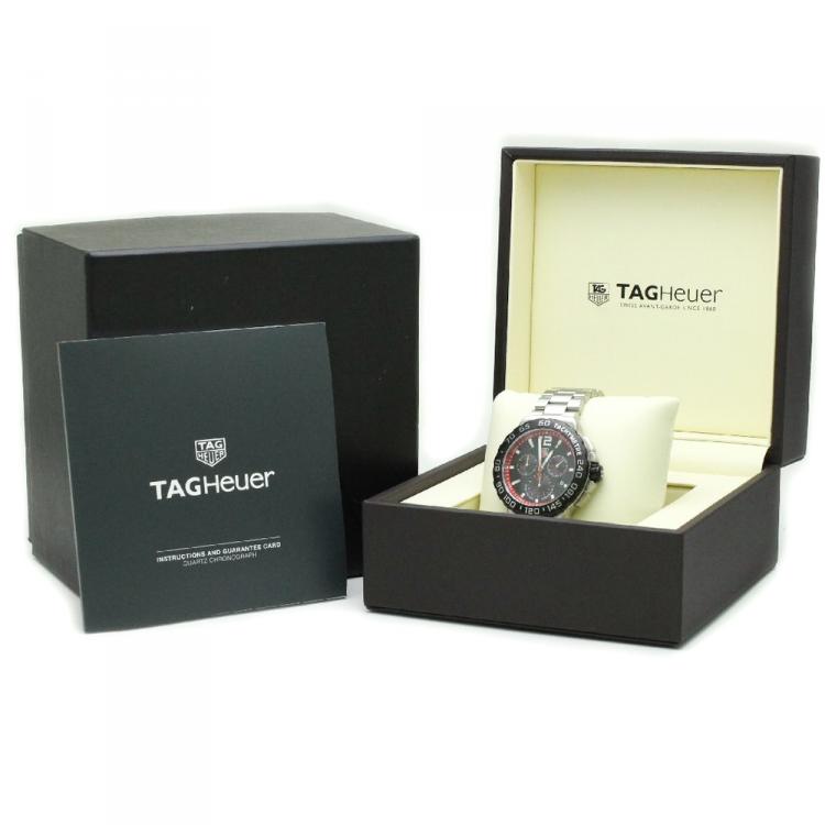 Pre Owned Tag Heuer Black Stainless Steel Formula 1 Chronograph Men's Wristwatch 42MM