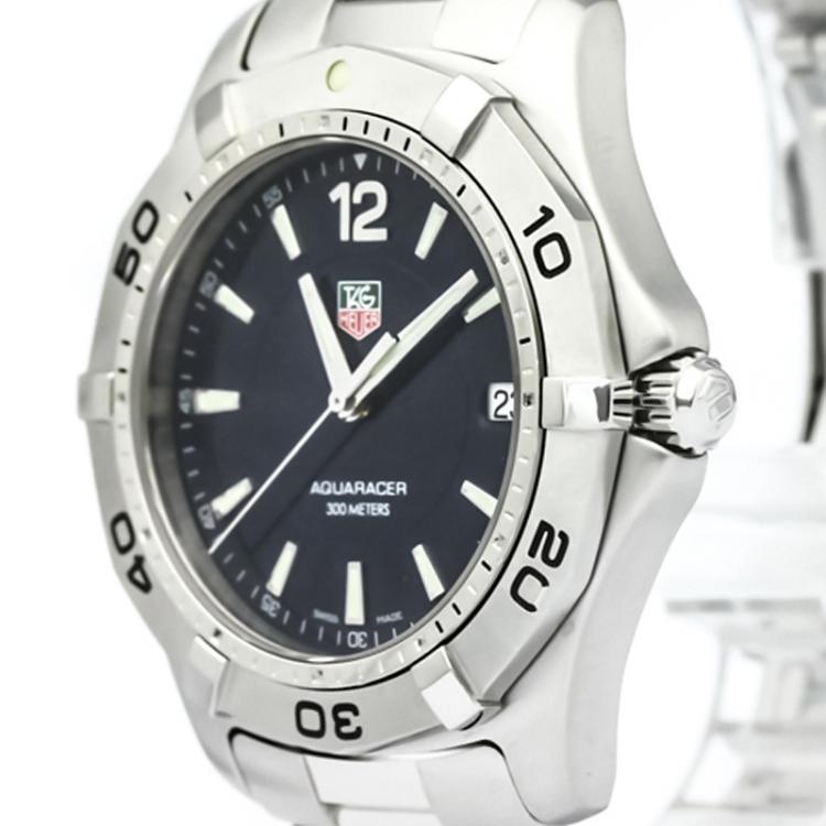Pre Owned Tag Heuer Blue Stainless Steel Aquaracer Men's Wristwatch 39MM