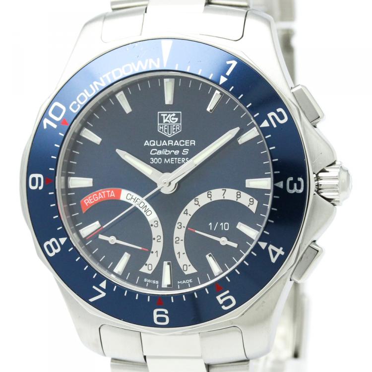 مملوكة مسبقًا Tag Heuer Blue Stainless Steel Aquaracer Men's Wristwatch 42MM