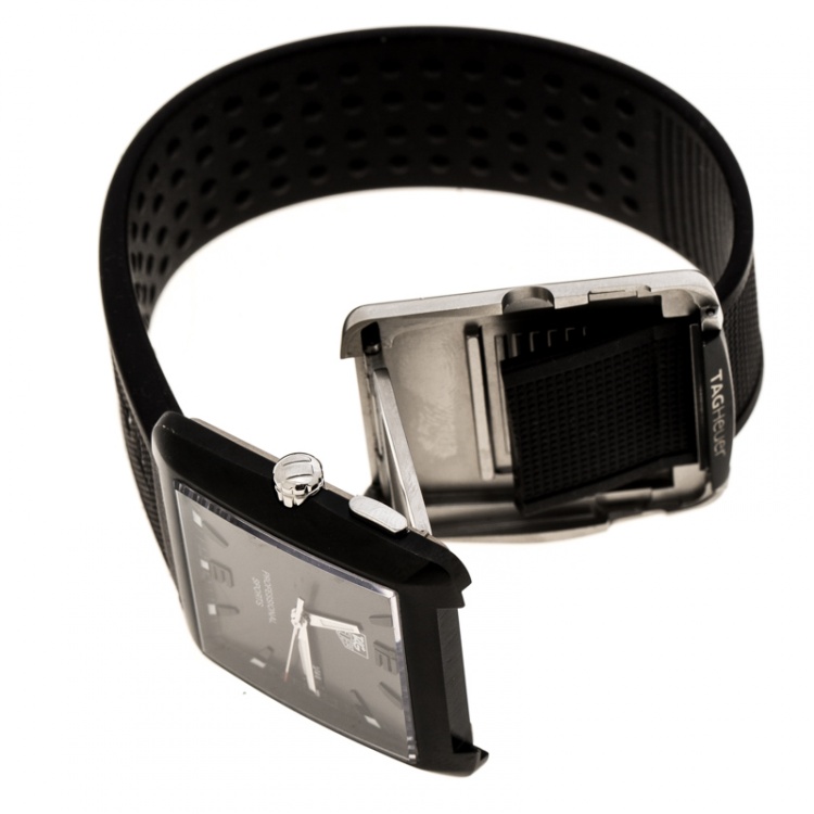 Pre Owned Tag Heuer Grey Stainless Steel Professional Golf WAE1113 Men's Wristwatch 36 mm