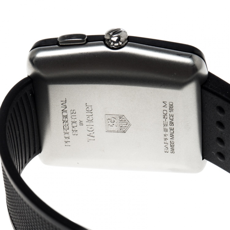 Pre Owned Tag Heuer Grey Stainless Steel Professional Golf WAE1113 Men's Wristwatch 36 mm