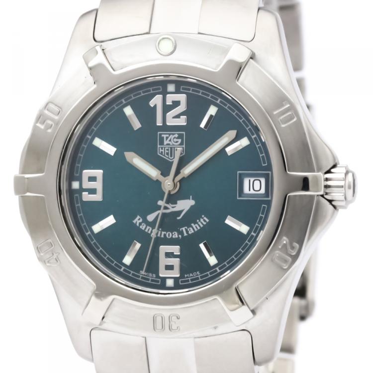 Pre Owned Tag Heuer Green Stainless Steel 2000 Series Men's Wristwatch 38MM