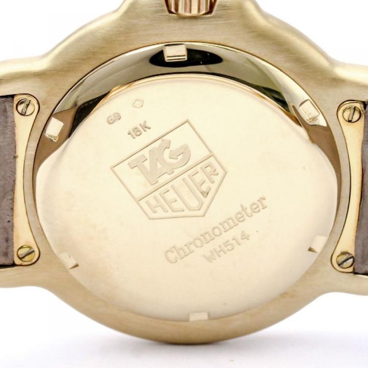 Pre Owned Tag Heuer White 18K Yellow Gold 6000 Series Men's Wristwatch 38MM