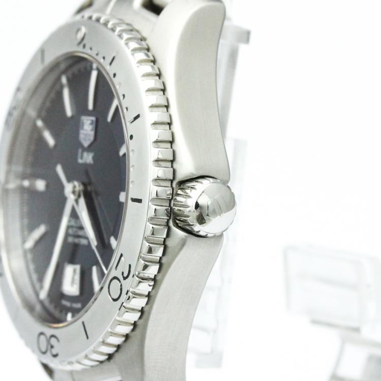 Pre Owned Tag Heuer Blue Stainless Steel Link Men's Wristwatch 42MM