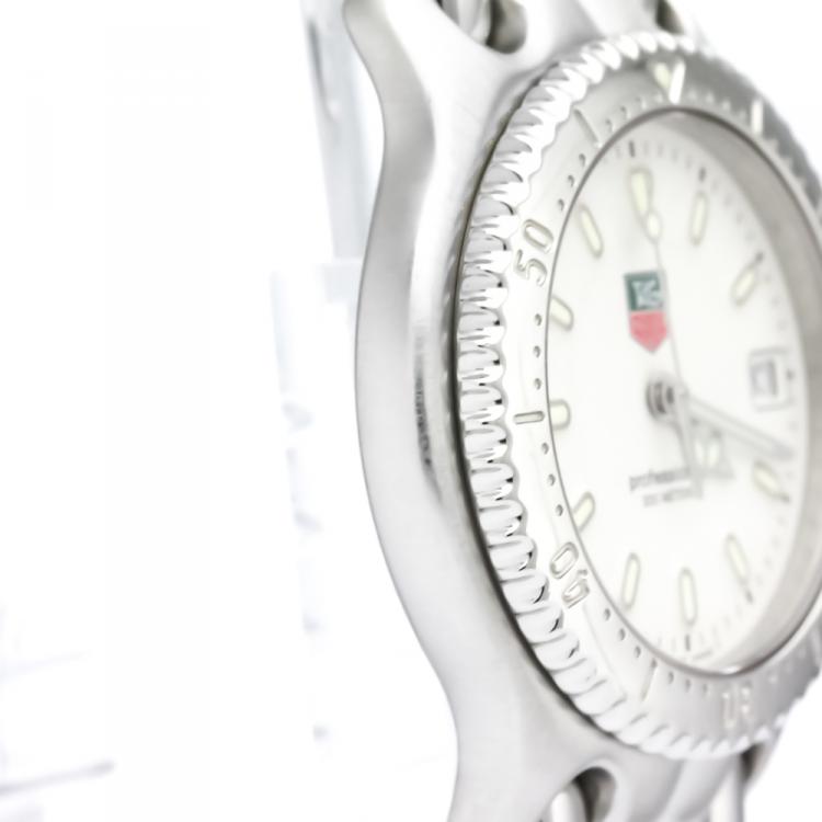 Pre Owned Tag Heuer White Stainless Steel S/EL Professional Men's Wristwatch 34MM