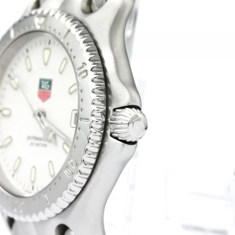 Pre Owned Tag Heuer White Stainless Steel S/EL Professional Men's Wristwatch 34MM