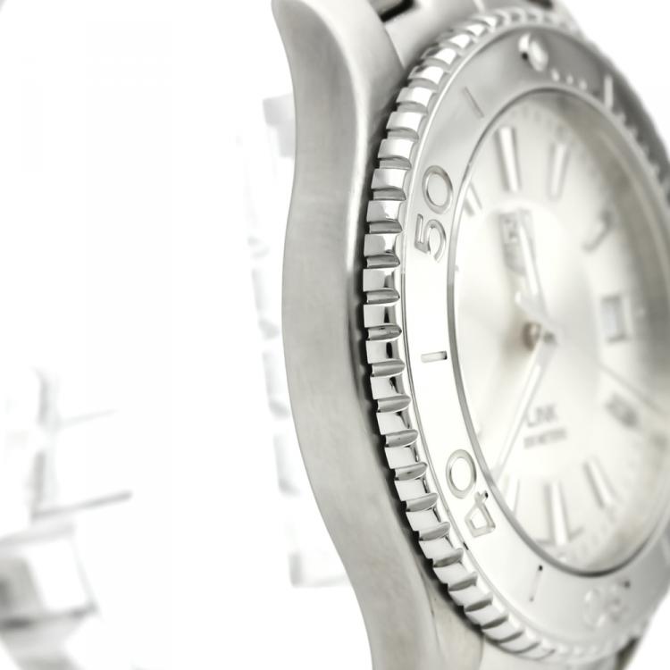 Pre Owned Tag Heuer Silver Stainless Steel Link Men's Wristwatch 39MM