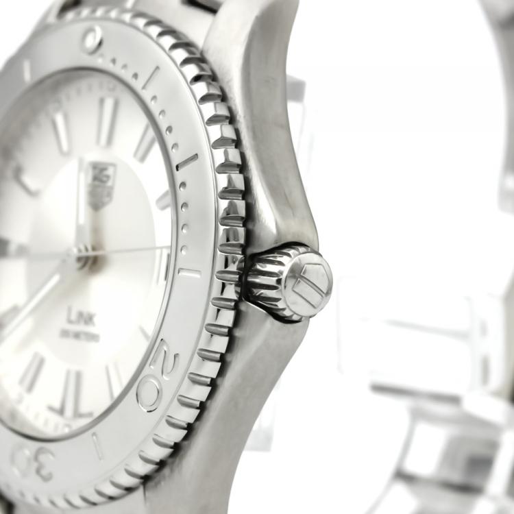 Pre Owned Tag Heuer Silver Stainless Steel Link Men's Wristwatch 39MM