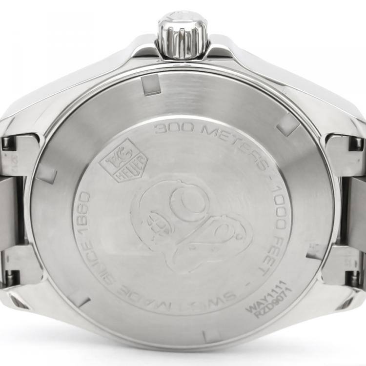 Pre Owned Tag Heuer Silver Stainless Steel Aquaracer Men's Wristwatch 40MM