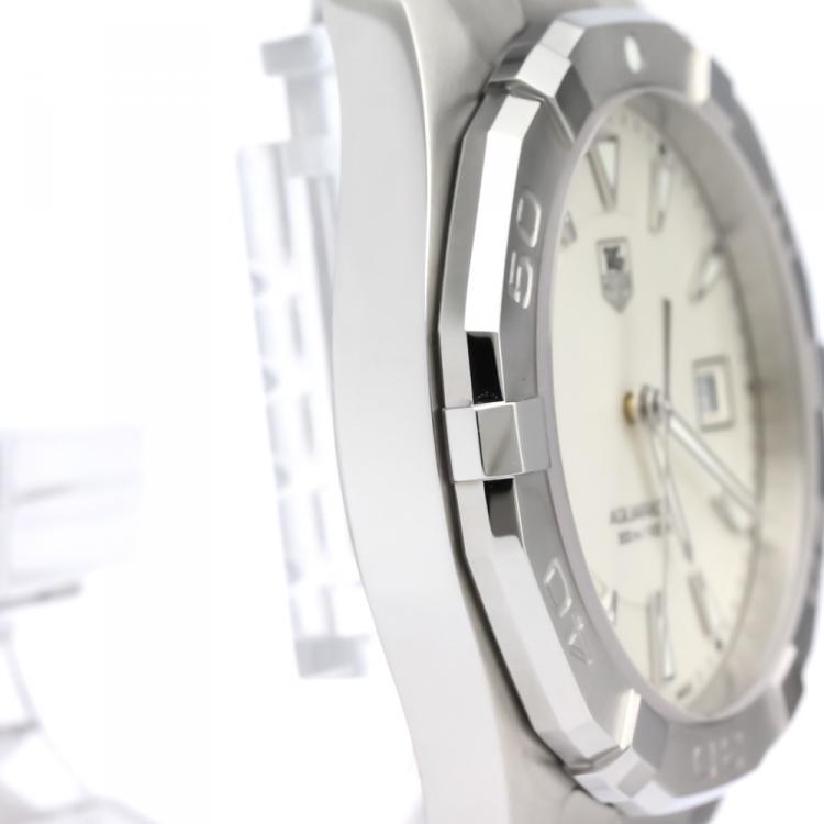 Pre Owned Tag Heuer Silver Stainless Steel Aquaracer Men's Wristwatch 40MM