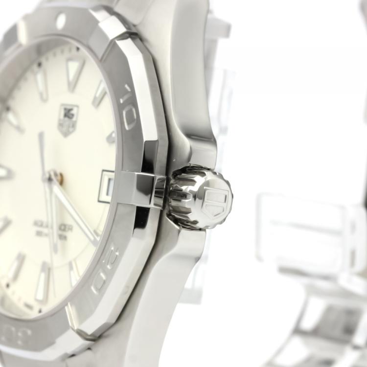 Pre Owned Tag Heuer Silver Stainless Steel Aquaracer Men's Wristwatch 40MM