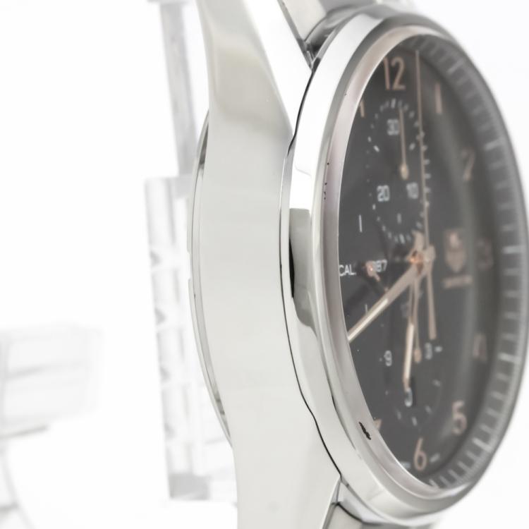 Pre Owned Tag Heuer Black Stainless Steel Carrera Calibre 1887 Men's Wristwatch 43MM