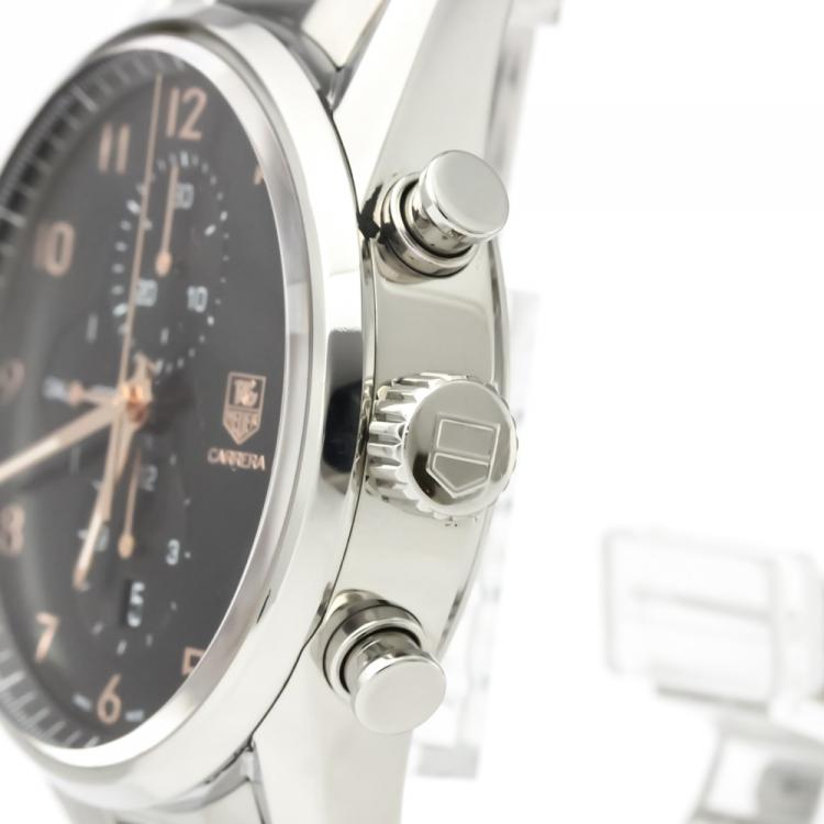 Pre Owned Tag Heuer Black Stainless Steel Carrera Calibre 1887 Men's Wristwatch 43MM