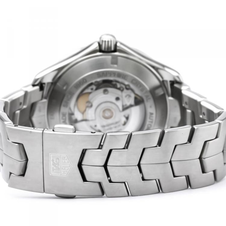 Pre Owned Tag Heuer Silver Stainless Steel Link Calibre 5 Day-Date Men's Wristwatch 42MM