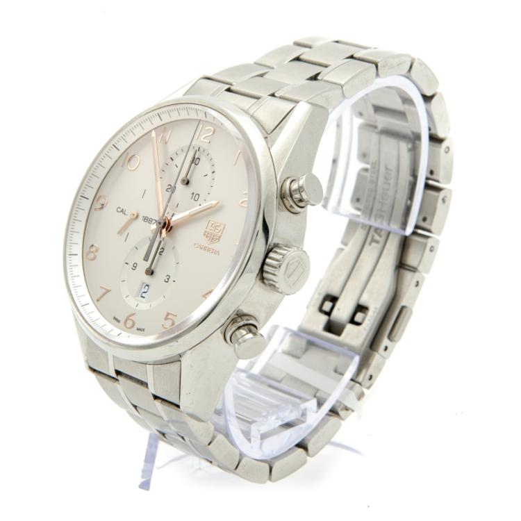Pre Owned Tag Heuer Silver Steel Carrera Open Case Automatic Men's Watch 43MM