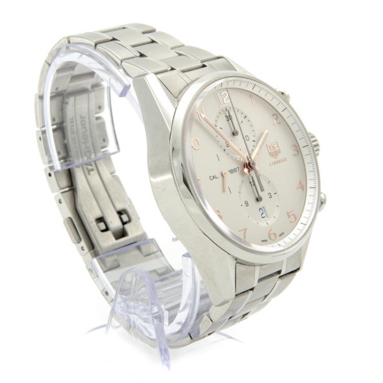 Pre Owned Tag Heuer Silver Steel Carrera Open Case Automatic Men's Watch 43MM