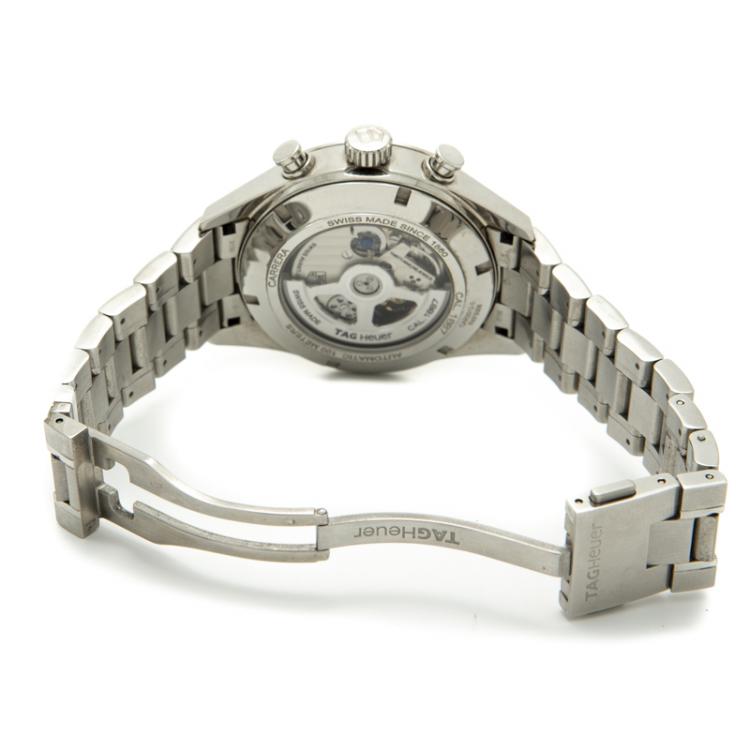Pre Owned Tag Heuer Silver Steel Carrera Open Case Automatic Men's Watch 43MM