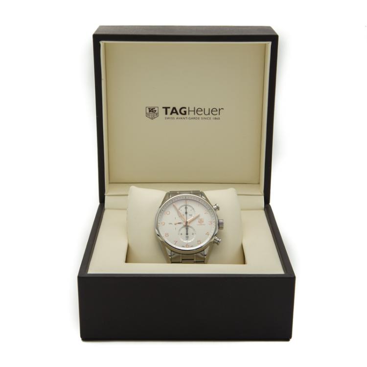 Pre Owned Tag Heuer Silver Steel Carrera Open Case Automatic Men's Watch 43MM