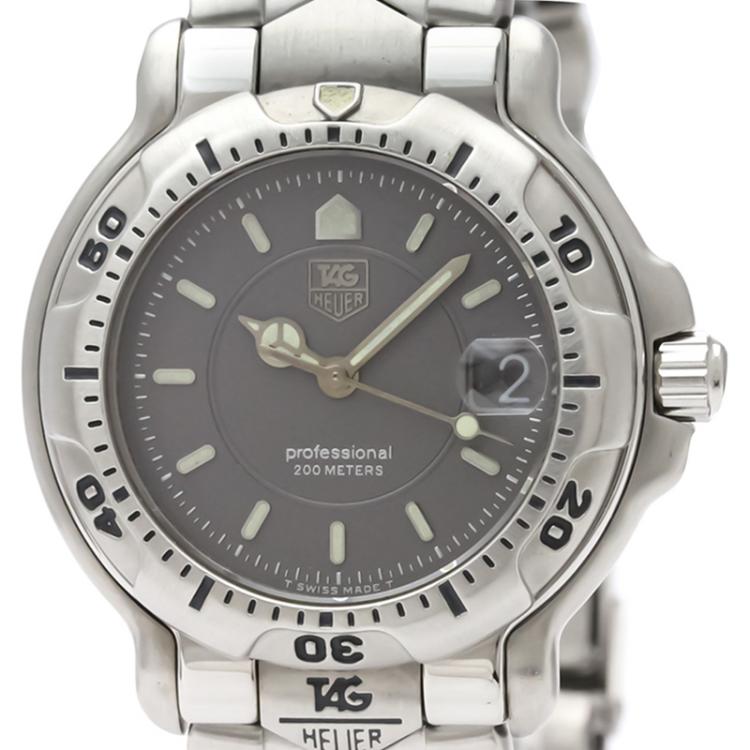 Pre Owned Tag Heuer Gray Stainless Steel 6000 Series Men's Wristwatch 35MM