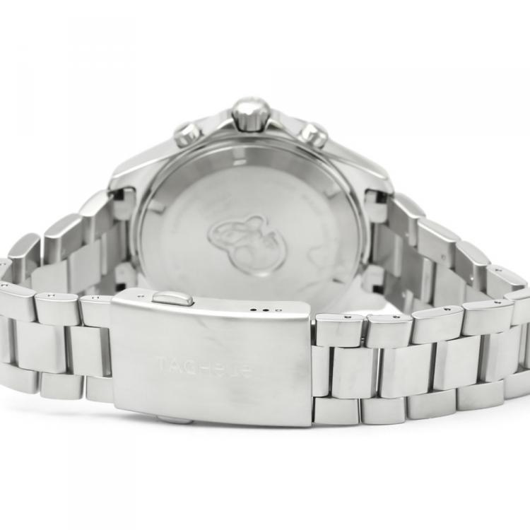 Pre Owned Tag Heuer Black Stainless Steel Aquaracer Chronograph Grand Date CAF101A Men's Wristwatch 44MM