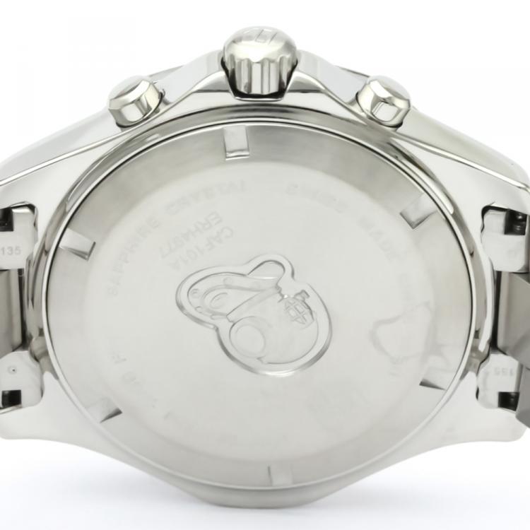 Pre Owned Tag Heuer Black Stainless Steel Aquaracer Chronograph Grand Date CAF101A Men's Wristwatch 44MM