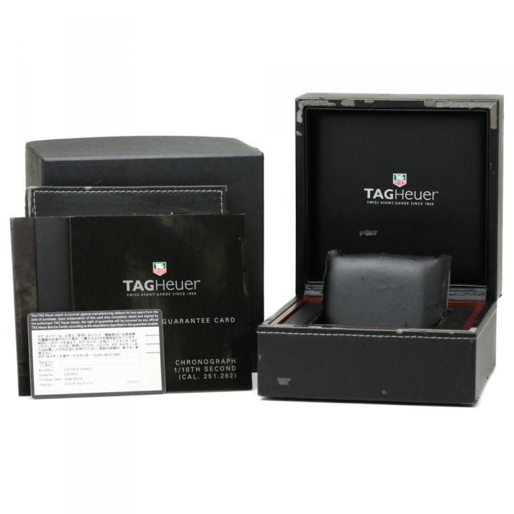 Pre Owned Tag Heuer Black Stainless Steel Aquaracer Chronograph Grand Date CAF101A Men's Wristwatch 44MM