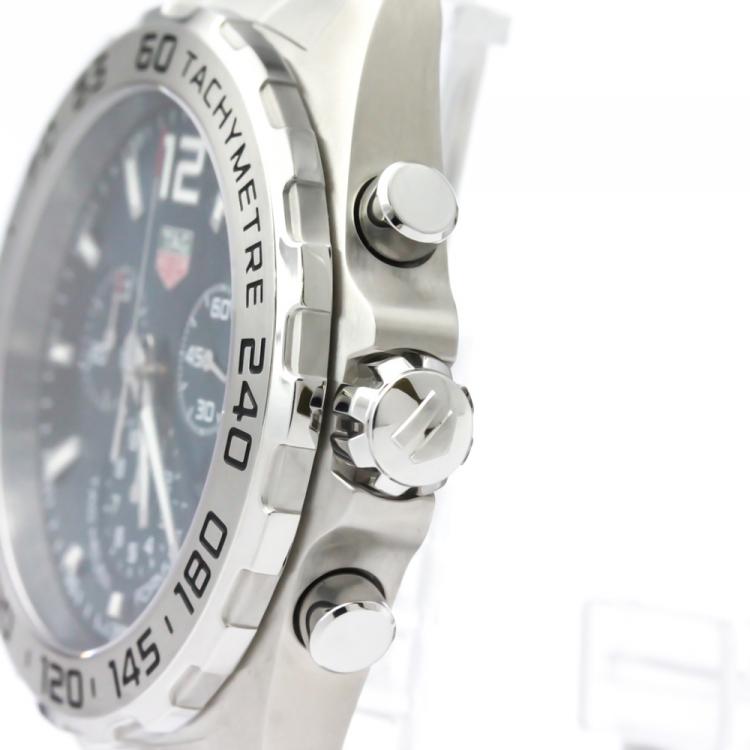 Pre Owned Tag Heuer Blue Stainless Steel Formula 1 Chronograph CAZ101K Men's Wristwatch 43MM