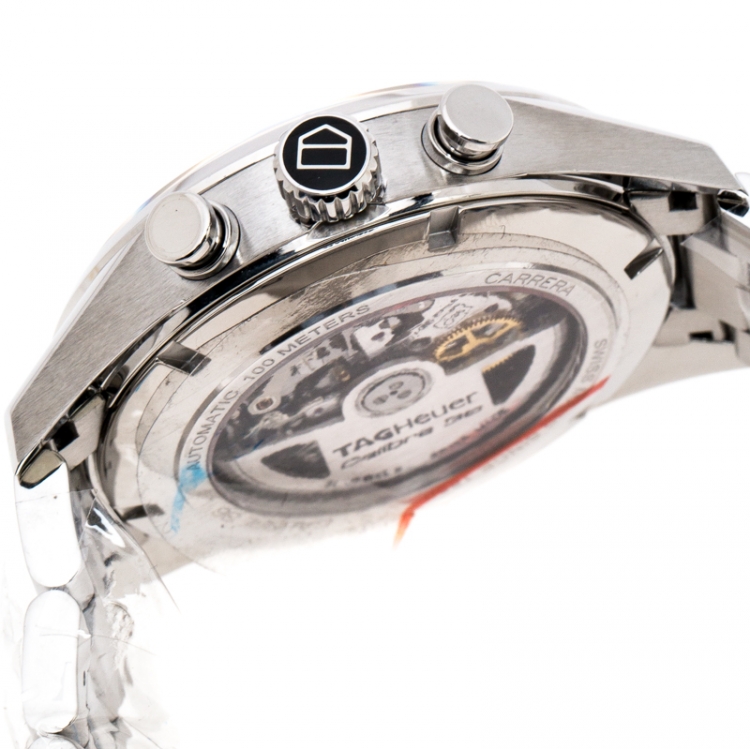Pre Owned Tag Heuer Grey Stainless Steel Carrera Calibre 36 Flyback CAR2B11.BA0799 Men's Wristwatch 43 mm
