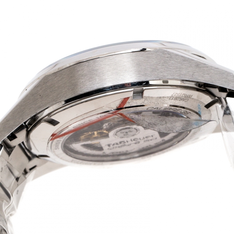 Pre Owned Tag Heuer Grey Stainless Steel Carrera Calibre 36 Flyback CAR2B11.BA0799 Men's Wristwatch 43 mm