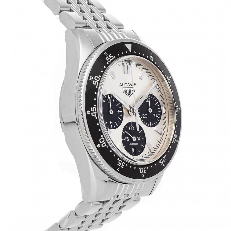 مملوكة مسبقًا Tag Heuer Black/White Stainless Steel Heuer Heritage "Jack Heauer Limited Edition" CBE2111.BA0687 Men's Wristwatch 42 MM