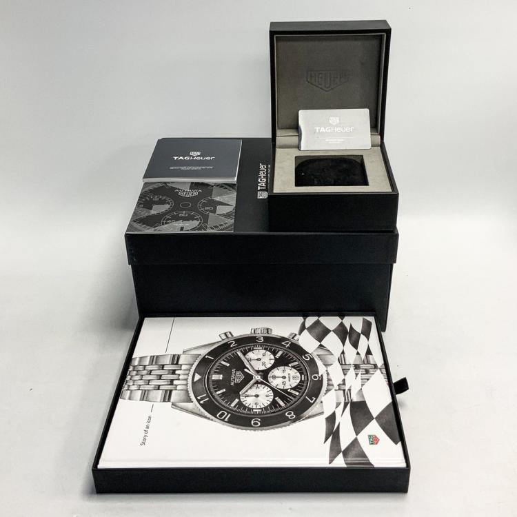 مملوكة مسبقًا Tag Heuer Black/White Stainless Steel Heuer Heritage "Jack Heauer Limited Edition" CBE2111.BA0687 Men's Wristwatch 42 MM