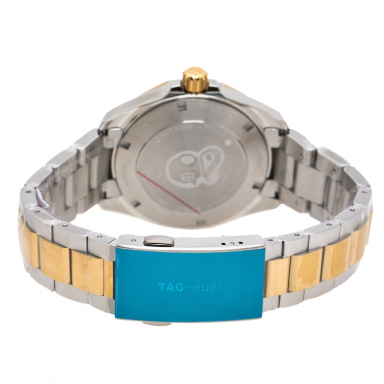 Pre Owned Tag Heuer Silver Opaline Two-Tone Stainless Steel Aquaracer WAY1120.BB0930 Men's Wristwatch 40.50 mm