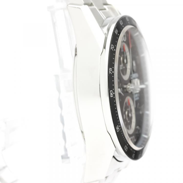 Pre Owned Tag Heuer Black Stainless Steel Carrera Calibre 16 Day Date Chronograph CV2A10 Men's Wristwatch 43 MM