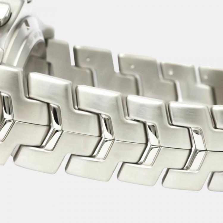 Pre Owned Tag Heuer MOP Stainless Steel Link Chronograph Moon Pearl Limited CJF211M Men's Wristwatch 42 MM