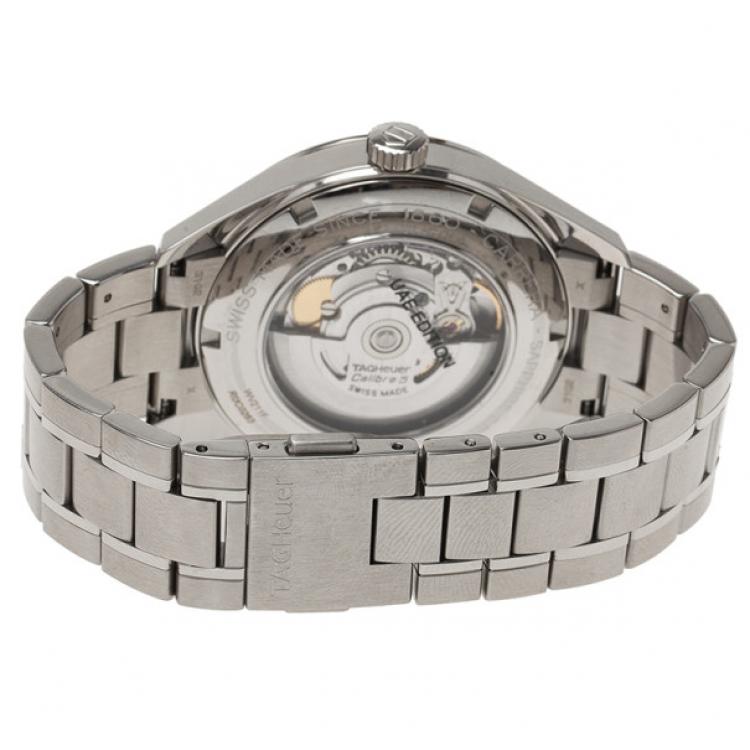 Pre Owned Tag Heuer White Stainless Steel Caliber 5 Carrera Men's Wristwatch 42MM