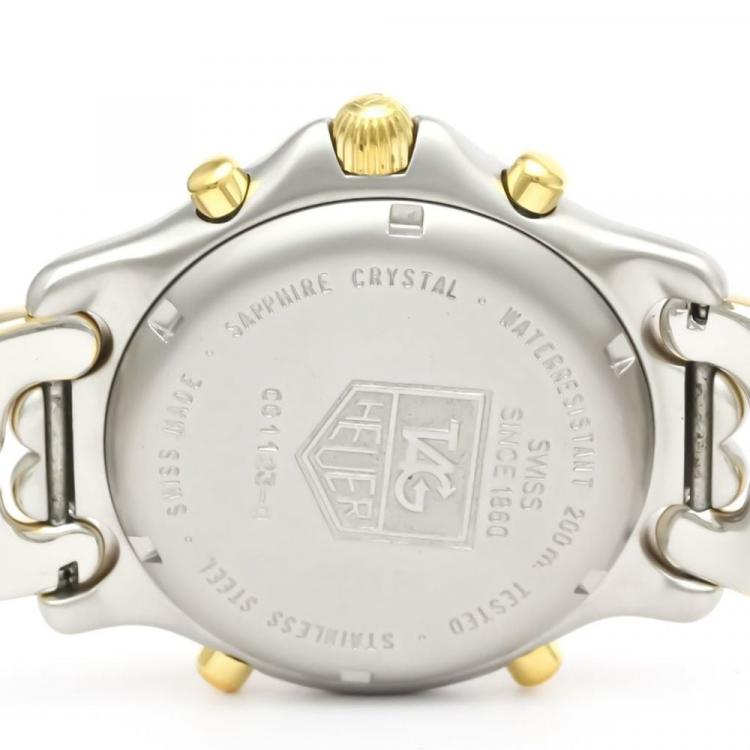 Pre Owned Tag Heuer Ivory Gold Plated And Stainless Steel Sel CG1123 Quartz Men's Wristwatch 38 mm