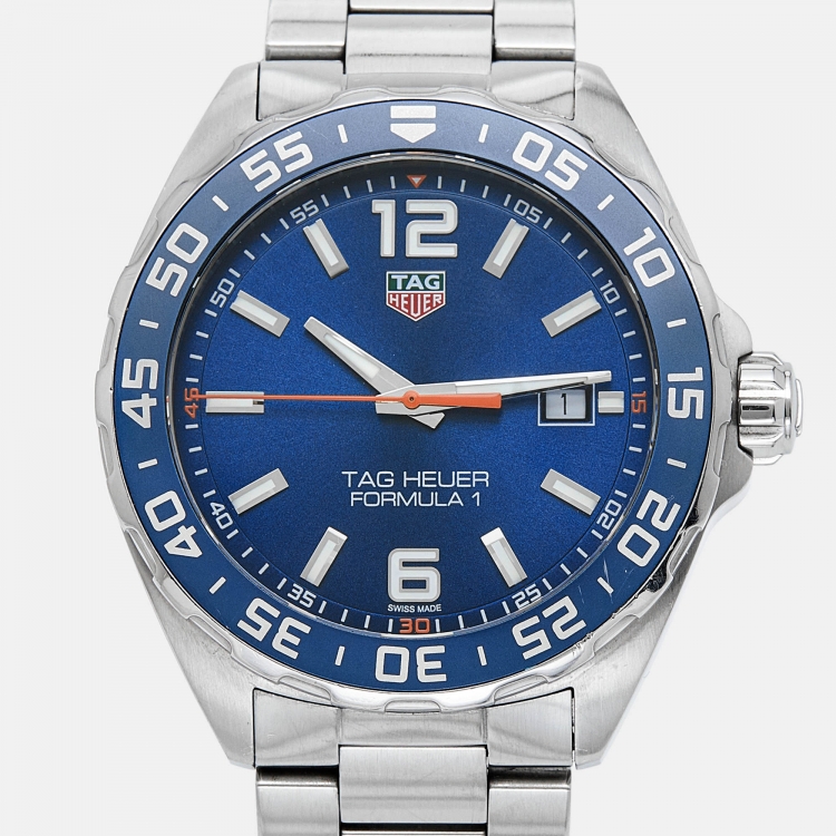 Pre Owned Tag Heuer Blue Stainless Steel Formula 1 WAZ1010.BA0842 Men's Wristwatch 43 mm