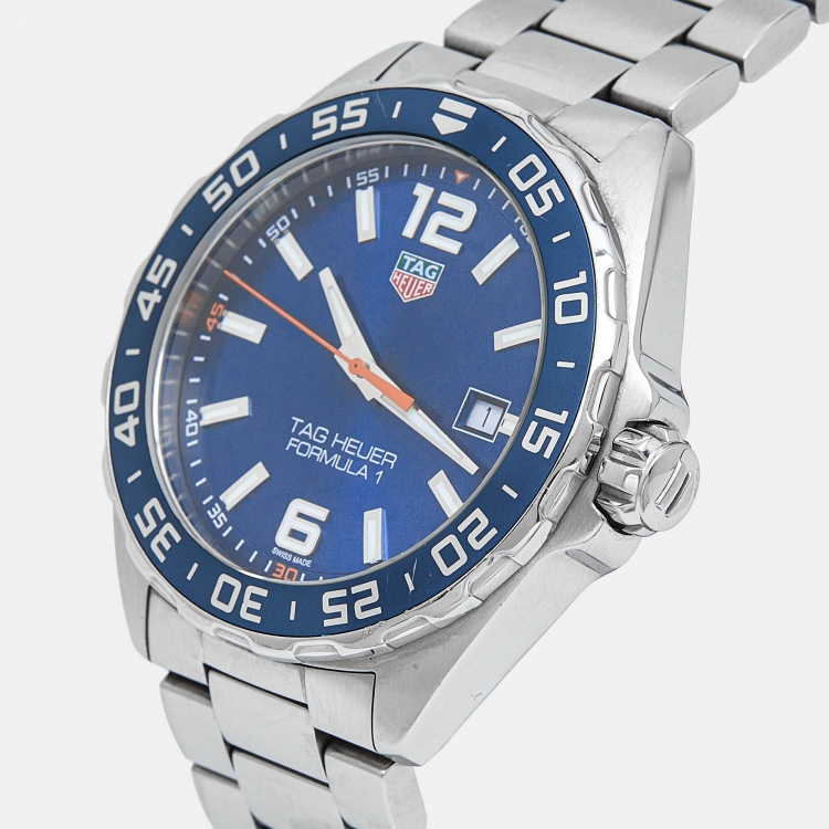 Pre Owned Tag Heuer Blue Stainless Steel Formula 1 WAZ1010.BA0842 Men's Wristwatch 43 mm