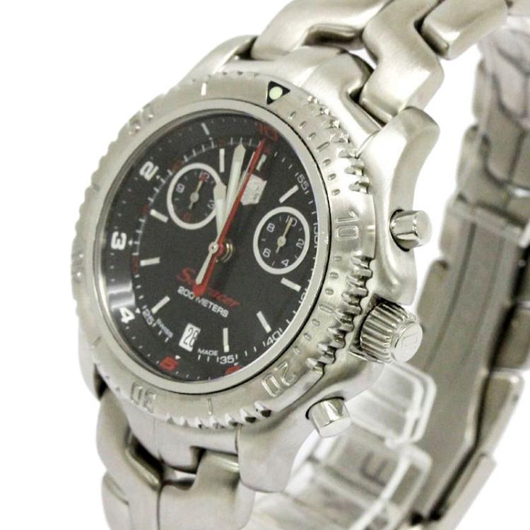 Pre Owned Tag Heuer Black Stainless Steel Searacer Men's Wristwatch 41MM