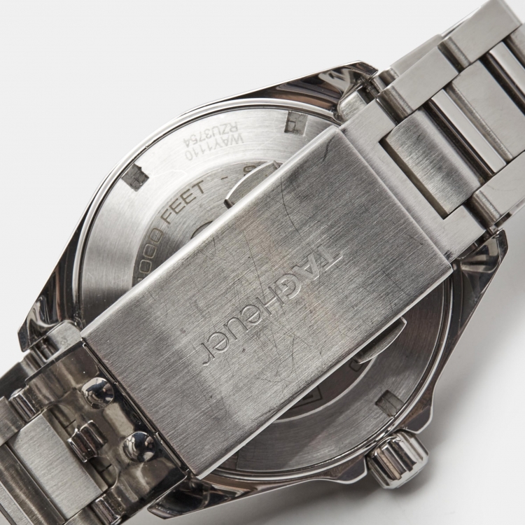 Pre Owned TAG Heuer Black Stainless Steel Aquaracer WAY1110 Men's Wristwatch 41 mm 